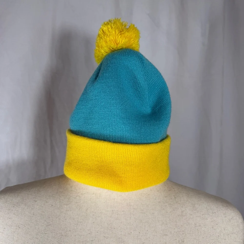 South Park Erin‎ Cartman Turquoise & Yellow Beanie With Pompom Cosplay Halloween